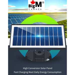BigM 5000 Lumens Best Motion Sensor Solar Light for Outdoors Driveways has a large high absorbing solar panel