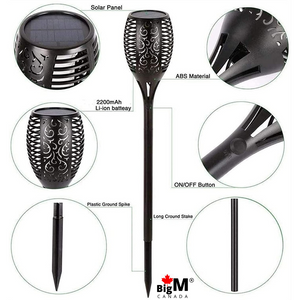 Image of BigM LED Solar Powered Flickering Flame Lights for Gardens are easy to install