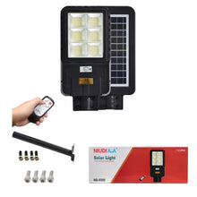 Load image into Gallery viewer, Image of BigM 300w Solar Street Light With metal handle, remote, hardwares, and product box
