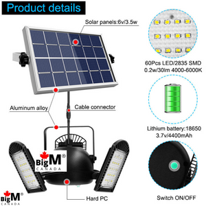 BigM 60 LED Bright Solar Pendant Light is made of high quality ABS materials