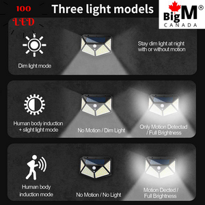 BigM Super Bright Wireless 100 LED Solar Lights has 3 working mode