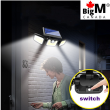Load image into Gallery viewer, BigM 122 LED solar security motion sensor light works great at night in motion sensor mode

