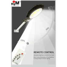 Load image into Gallery viewer, Image of a remote of a BigM Heavy Duty 500W Solar Flood Light With Motion Sensor . You can adjust the brightness, motion sensor and constant lighting mode with this remote
