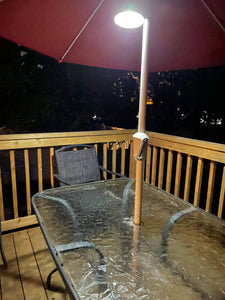 BigM 16 LED Solar Light for Indoor installed under a umbrella at a patio