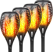 Cargar imagen en el visor de la galería, Image of BigM 96 LED Bright Flickering Flame Solar Tiki Torch Lights
