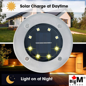 BigM Cool White LED Solar Landscaping Lights charge during day time and turns on at night