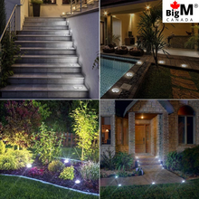 Load image into Gallery viewer, BigM Cool White LED Solar Landscaping Lights can be installed in your gardens, outdoor stair steps of decks, patios, front entrances, driveways
