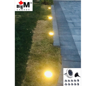 BigM Waterproof Solar Landscaping Lawn Lights 8 LED Warm White 4 Packs