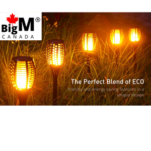 BigM 96 LED Bright Flickering Flame Solar Tiki Torch Lights glow like a radiant fire flame at night