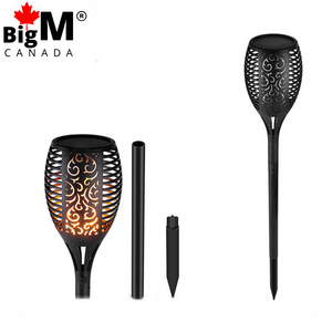 BigM 96 LED Bright Flickering Flame Solar Tiki Torch Lights are easy to install