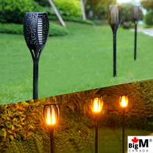 Cargar imagen en el visor de la galería, This BigM 96 LED Bright Flickering Flame Solar Tiki Torch Lights are made of premium quality PC &amp; ABS that ensure the durability of this product. it can stay in place well and can survive through Canadian extreme cold weather, snow, and rain.
