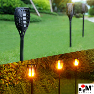 This BigM 96 LED Bright Flickering Flame Solar Tiki Torch Lights are made of premium quality PC & ABS that ensure the durability of this product. it can stay in place well and can survive through Canadian extreme cold weather, snow, and rain.