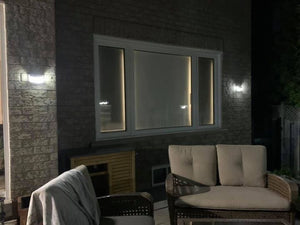 BigM  212 LED Best Solar Security Light is installed at the sitting area on a deck