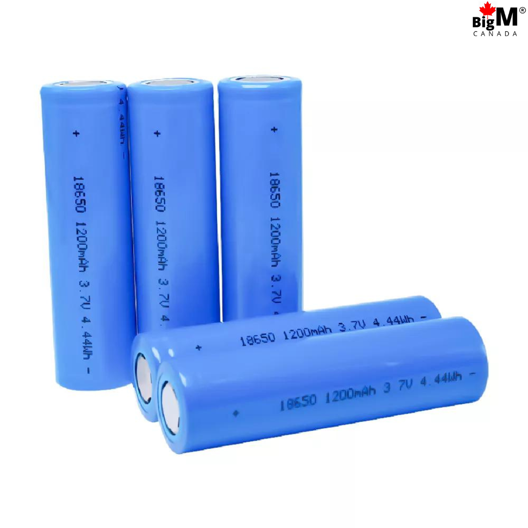 BigM Solar Lithium Ion Rechargeable Batteries 18650 3.7V 1200mAh Cylindrical Battery Cell that can be used in BigM LED Motion Sensor Solar Lights Flash Lights Security Cameras