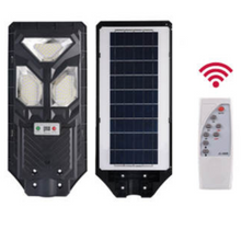 Load image into Gallery viewer, Image of BigM 300w led solar flood light with metal bracket, remote and solar panel view
