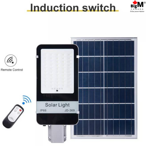 BigM 300W street light image with a remote and large high efficient adjustable solar panel