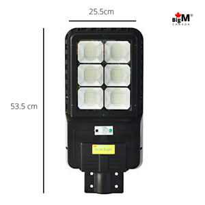 Image of BigM 300w Solar Street Light With measurement of the lamp body