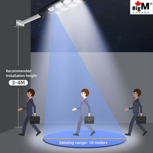 BigM 500w solar street lights turns on with motion sensor and constant lighting mode