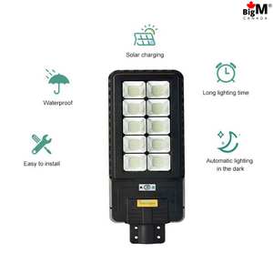 Image of BigM Heavy Duty 300W 400W 500W LED Solar Flood Lights with  product features such as easy to install, IP65 waterproof, charge faster under sun, automatic lighting after dusk, longer lighting at night