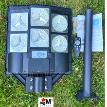 Load image into Gallery viewer, BigM 600W Heavy Duty Solar Street Light with metal bracket, remote, hardwares and instruction manual
