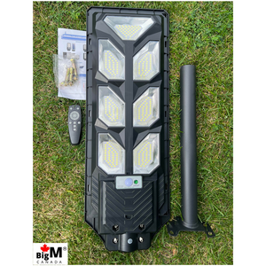 BigM 700W LED Solar Street Light With Remote, Metal Handle, Motion Sensor For Parking Lot, Park, Farm, Camp, Off-grid Area