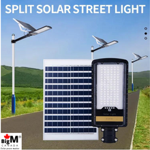 Load image into Gallery viewer, Street view of BigM 80W Solar Street Lights with Aluminum Body Adjustable Solar Panel
