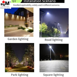 This BigM 80W solar street lights are ideal for driveways, backyards, pathways, sidewalks, poolside, decks, patios of houses or cottages, off-grid cabins, campgrounds, and remote locations.