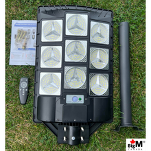 Load image into Gallery viewer, BigM 900W LED Commercial Solar Flood Lights with metal handle, remote, hardwares and instructions booklet
