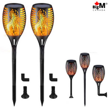 Load image into Gallery viewer, Image of BigM 96 LED Solar Flickering Dancing Flame Lights with Wall mount, side handle
