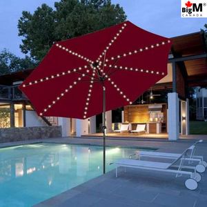BigM Guirlande lumineuse à 72 LED à énergie solaire blanc froid pour parasol de terrasse, jardin, patio, terrasse, balcon, restaurant et parasol de plage 