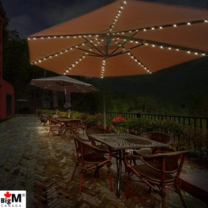 BigM Solar Powered 72 LED Cool White Patio Umbrella String Lights, Parasol Lights for Backyard, Patio, Deck, Balcony, Restaurant & Beach Umbrella
