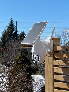BigM solar security camera is installed by customer at the exterior of their cottage
