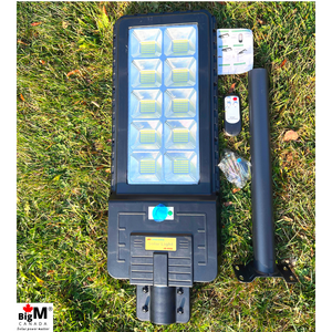 Image of BigM heavy duty 500w Solar Street Lights With metal handle, remote, hardwares, instruction guide