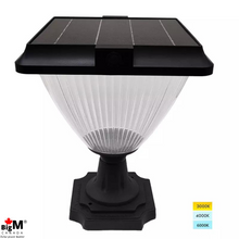 Load image into Gallery viewer, BigM Elegant Looking Bright LED Solar Post Lights is switchable to 300K (warm white) 4000K (neutral white) and Cool white (6000K)
