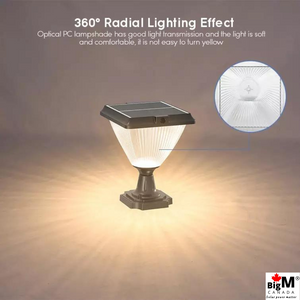 BigM Elegant Looking Bright LED Solar Post Lights are made of optical lampshade  that has good light transmission