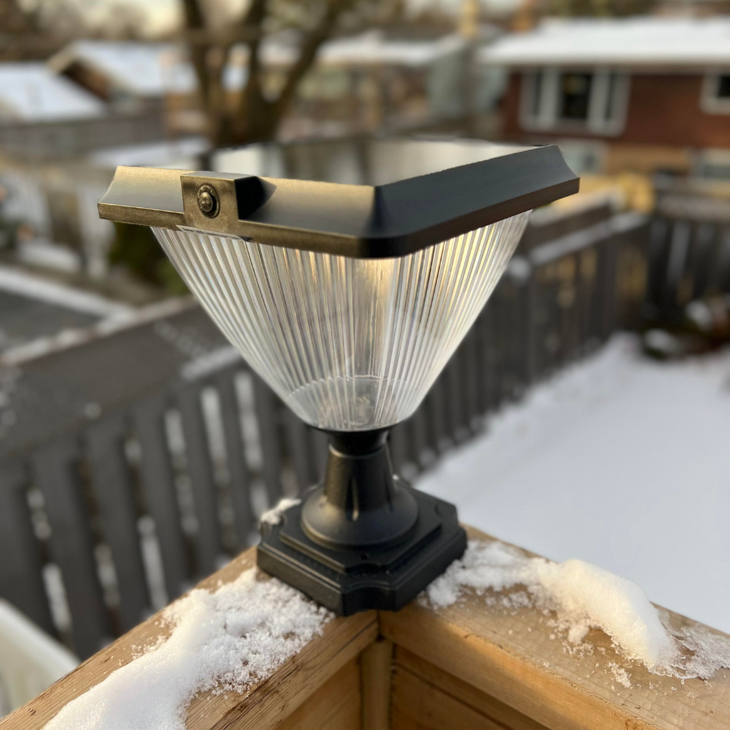 BigM Elegant Looking Bright LED Solar Post Lights installed on a deck