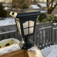 Load image into Gallery viewer, BigM Elegant Looking Vintage Style Solar Post Lights are made of high-quality aluminum materials and diamond glass lens and  brings an elegant look to your front entrance and landscapes.
