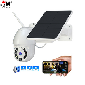 BigM  Solar Wifi Camera with Motion Detection & Sensor Light can be controlled with an app from from a cell phone