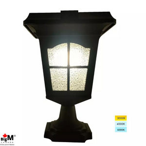 BigM Elegant Looking Vintage Style Solar Post Lights color is switchable to cool white (600kK and warm white (3000K)
