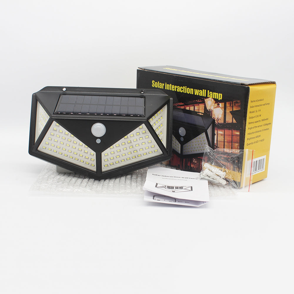 BigM Super Bright 114 LED Solar Motion Sensor Lights for Outdoors with packaging materials
