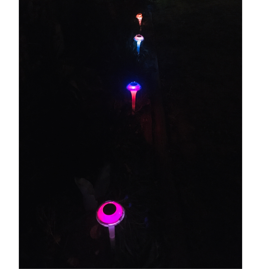 BigM RGB Color Changing Solar Mushroom Lights are changing colours constantly  at night