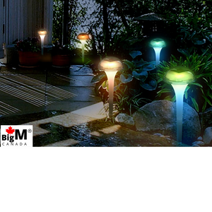 BigM RGB Color Changing Solar Mushroom Lights installed change colour constantly