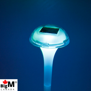 BigM RGB Color Changing Solar Mushroom Lights turn to light blue color