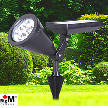 Load image into Gallery viewer, BigM Wireless RGB Color Changing Solar Spotlights for Garden has large solar panel that charges the batteries in 5 hours
