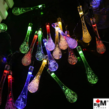 Load image into Gallery viewer, BigM Solar Powered 20 LED Waterproof Gorgeous Colorful Raindrop String Lights for Christmas &amp; Holiday Decoration
