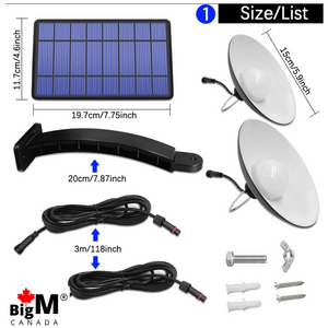 Image of BigM 16 LED Solar Light for Indoor with separate large solar panel, product parts identifications