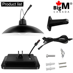 Image of BigM 16 LED Solar Light for Indoor with separate large solar panel, 10 ft extension, wall mount and hardwares