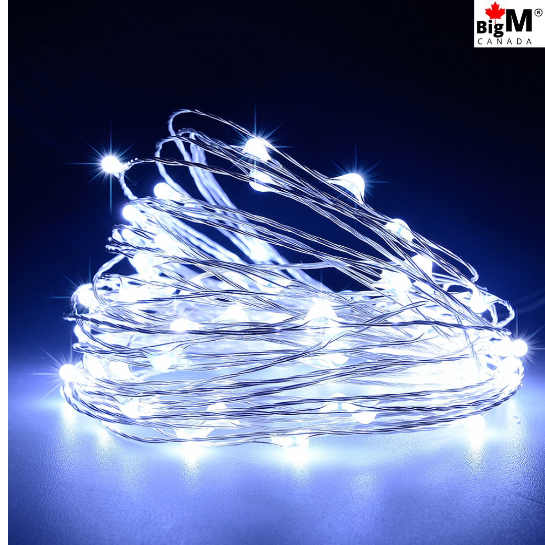 BigM Cool White LED Solar Copper String Lights for Outdoors