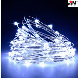 BigM Solar Powered LED Decorative Cool White Copper String Lights for Holiday Decoration, 8 Modes, Waterproof