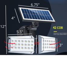 Load image into Gallery viewer, BigM 5000 Lumens Best Motion Sensor Solar Light for Outdoors Driveways has adjustable large solar panel and adjustable light fixtures
